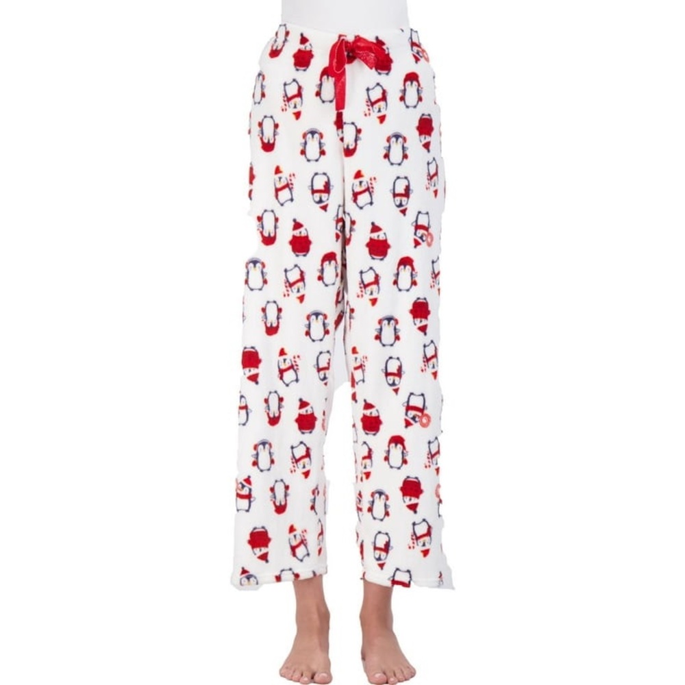 NWOT NYC Underground Women's Penguin Printed Plush Straight Leg Lounge Pants